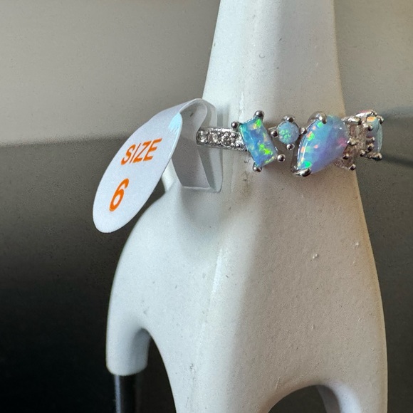 BP Sterling Band with Light Blue Fire Opal (RBP 5710) - Picture 8 of 12